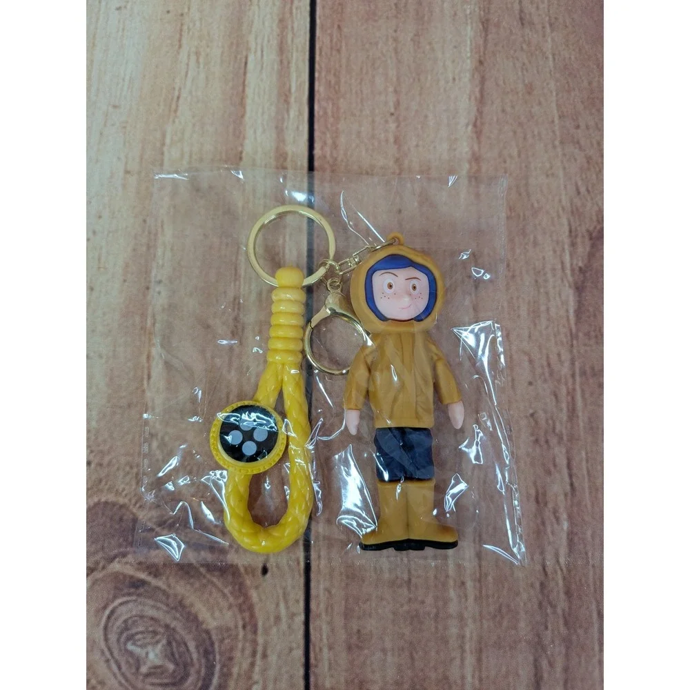 Coraline Mood Doll Character‎ Keychain - Yellow Raincoat Blue Jeans Boots